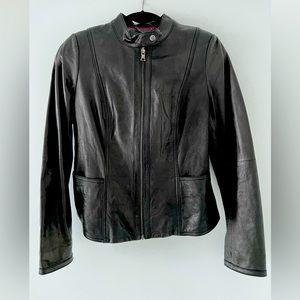 Banana Republic black leather bomber jacket